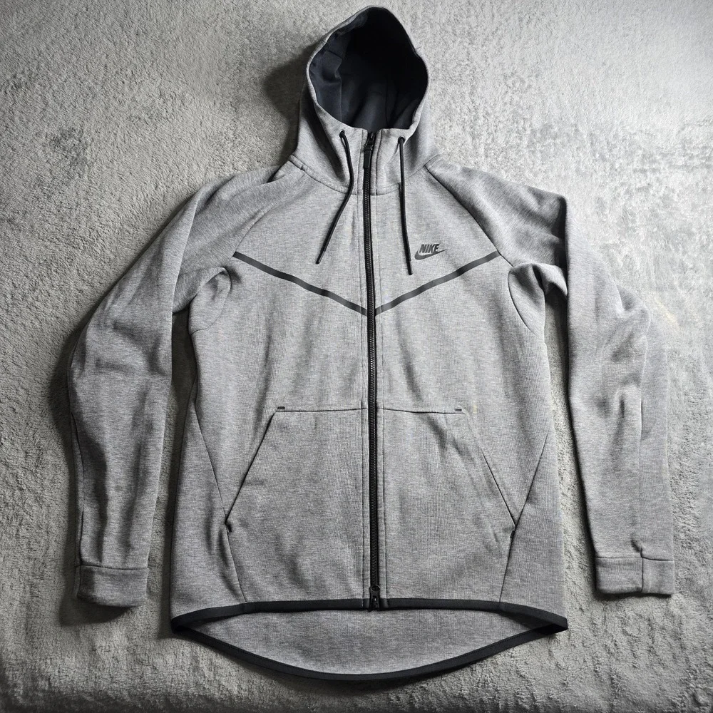 Nike Tech Fleece Windrunner Mens Medium Full Zip Hoodie Heather Gray 805144-091